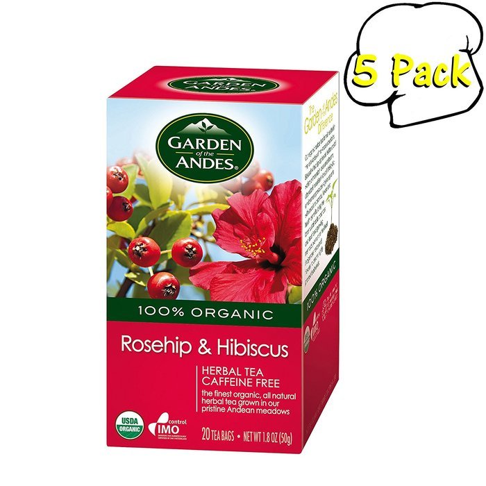 Garden of the Andes 100% Organic Herbal Tea, Rosehip and Hibiscus, 20-Count N44
