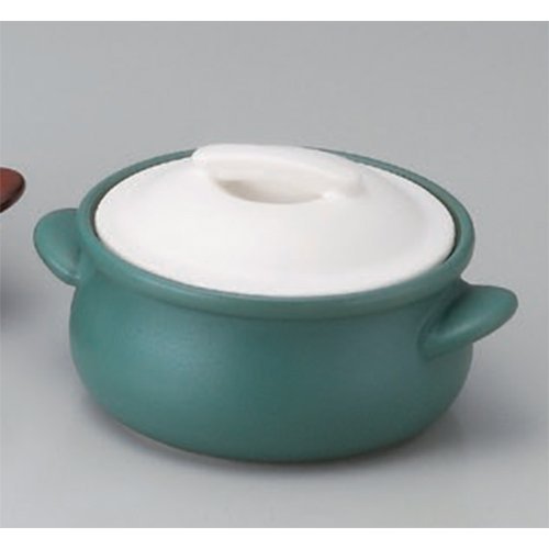 Casserole utw675-19-524 [6 x 4.6 x 3 inch] Japanece ceramic Casserole with dark green lid tableware