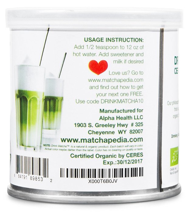 DrinkMatcha - Matcha Green Tea Powder - USDA Organic - 100% Pure Matcha Green tea Powder - Nothing added (1 oz... N9