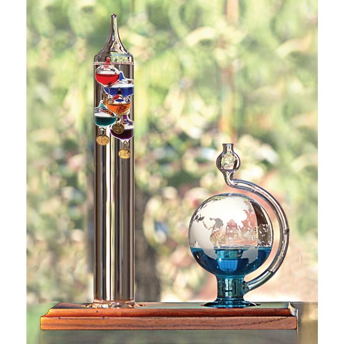 AcuRite 00795A2 Galileo Thermometer with Glass Globe Barometer