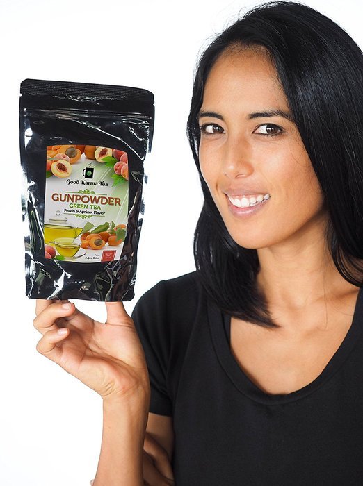 Good Karma Tea Gunpowder Peach Apricot Green Tea, 4 oz N9