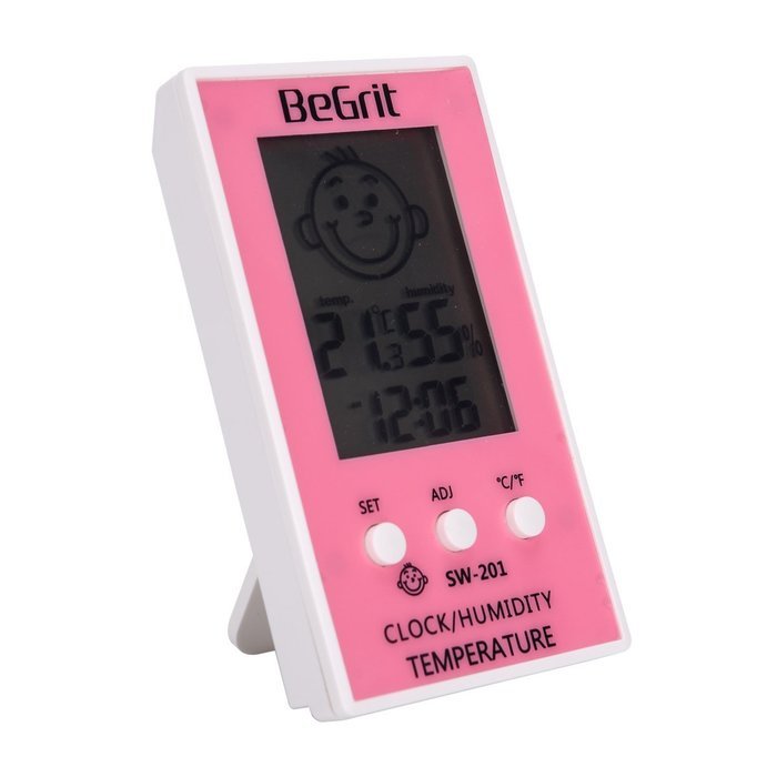 BeGrit Digital Humidity Temperature Indicator Hygrometer with Smile/Unhappy Emotion Icon for Baby Room