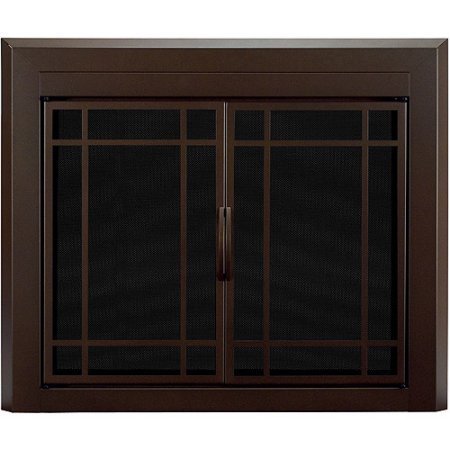 Pleasant Hearth Eaton Cabinet Prairie Style Fireplace Glass Door, Burnished Bronze, Small, ET-5500