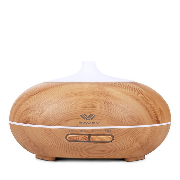 SAVFY 100ml Aromatherapy Essential Oil Diffuser Wood Grain Design with 7 Color LED Lights Changing and Waterless... N5