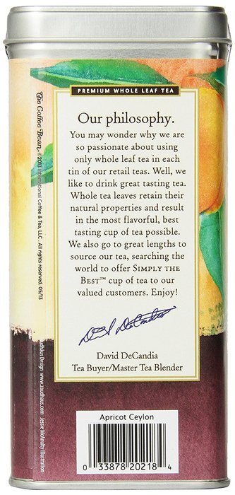 The Coffee Bean & Tea Leaf, Tea, Hand-Picked Apricot Ceylon, 20-Count Tin N5