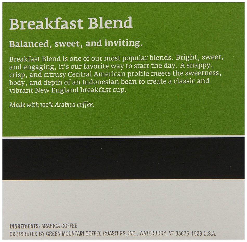 Green Mountain Coffee Breakfast Blend, Keurig K-Cups, 72 Count N182