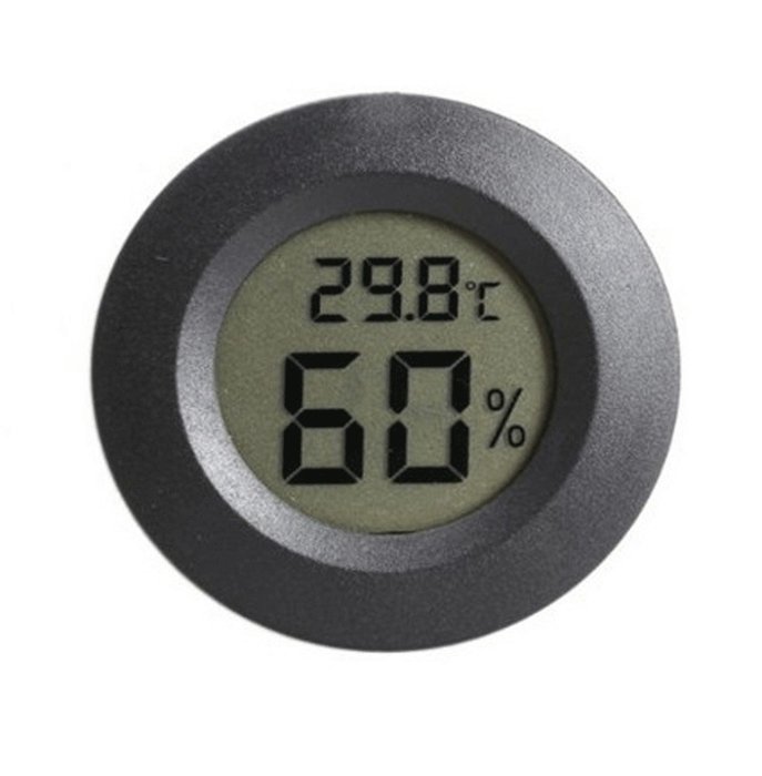 Digital Cigar Humidor Hygrometer Thermometer Temperature Round Black NEW Best Selling N2