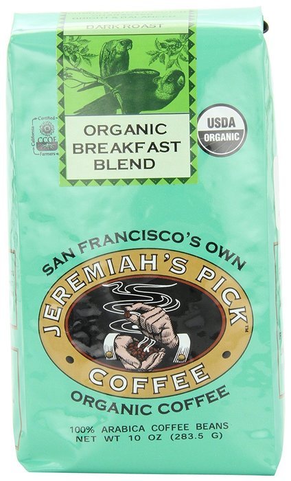 Jeremiah's Pick Coffee Organic Breakfast Blend, Dark Roast Whole Bean Coffee, 10-Ounce Bags (Pack of 3) N2
