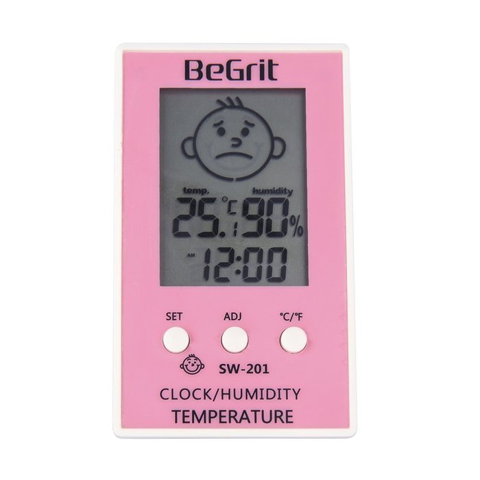 BeGrit Digital Humidity Temperature Indicator Hygrometer with Smile/Unhappy Emotion Icon for Baby Room N5