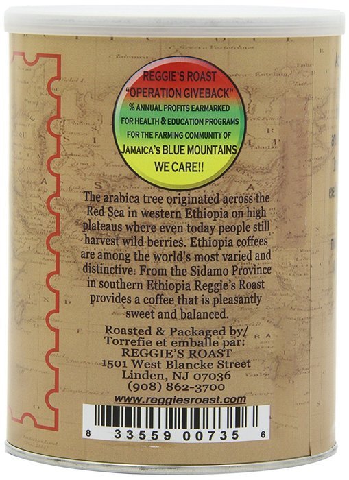 Reggie's Roast Ethiopia Sidamo Whole Bean Coffee, 12-Ounce Cans (Pack of 4) N2