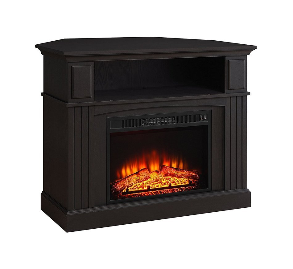 Black Whalen Sumner Corner Electric Fireplace Media Console For TV's Up To 45" And 100 LBS N2