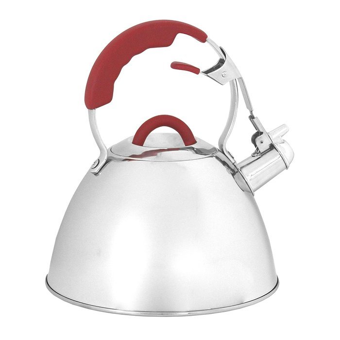 Oneida 3qt Induction Ready Stainless Steel Whistling Tea Kettle with Red Handle