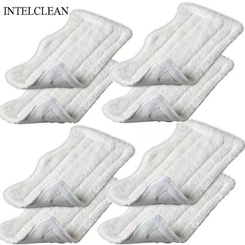 INTELCLEAN Accessories For 8pcs Replacement Microfiber Pads for Euro Pro Shark Steam Mop S3250 S3101 (set of 8)