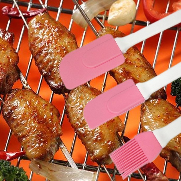 BleuMoo 3PCS Silicone Cream Spatula Cream Brush Baking Oil Brush Mixing Shovel Butter Scraper Flour Scrapers N3