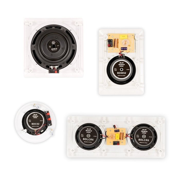 Blue Octave BHT527 In Wall and In Ceiling 7.2 Home Theater Surround Sound Speaker Set N2