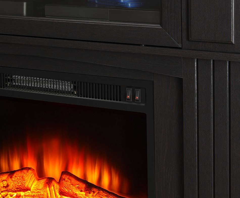 Black Whalen Sumner Corner Electric Fireplace Media Console For TV's Up To 45" And 100 LBS N3