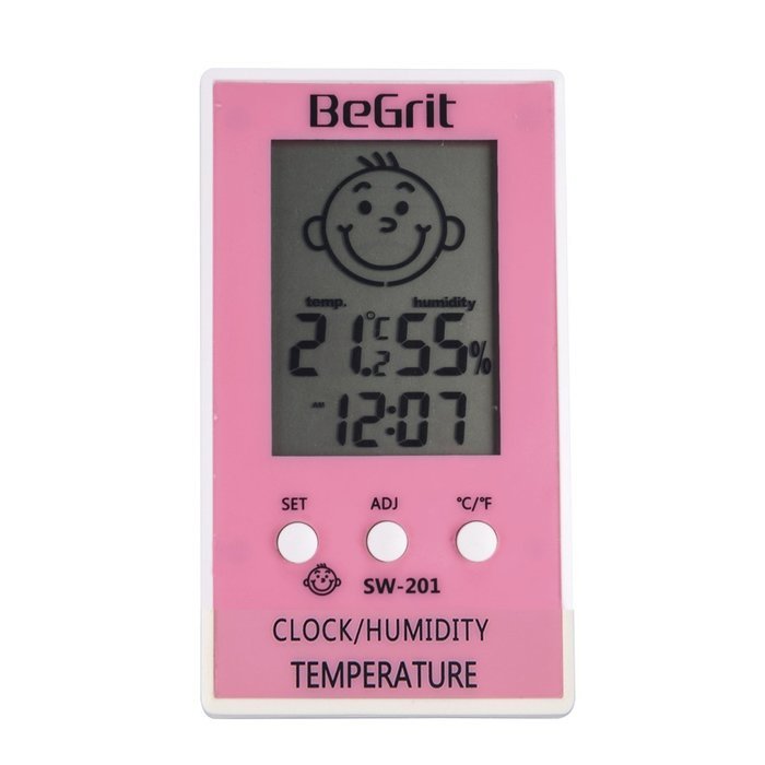 BeGrit Digital Humidity Temperature Indicator Hygrometer with Smile/Unhappy Emotion Icon for Baby Room N6