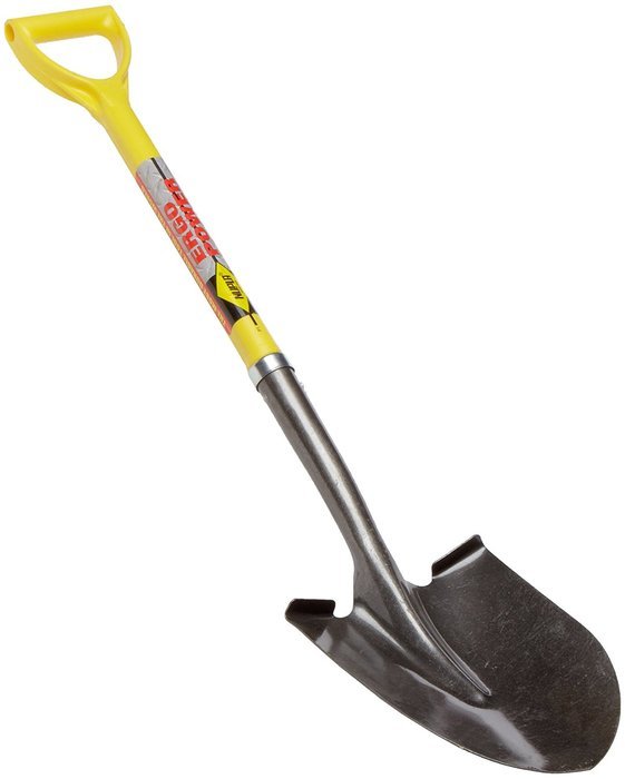 Nupla RP14D-E #2 Ergo Power Round Point Shovel, Heavy Gauge Blade, D Grip, 14 Gauge, 27" Handle