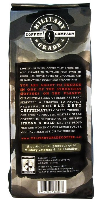 Military Grade Ground Coffee, The Strongest Coffee On The Planet, Organic Fair Trade -16 Oz. Bag