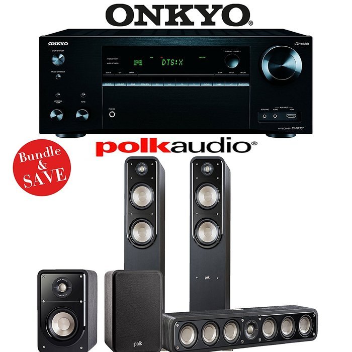 Onkyo TX-NR757 7.2-Channel Network A/V Receiver + Polk Audio S55 + Polk Audio S35 + Polk Audio S15 - 5.0 Home...