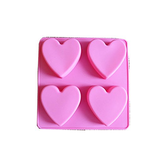 "4 Holes Heart Silicone Cake Mold Handmade Soap Mold Thermostability" shopping