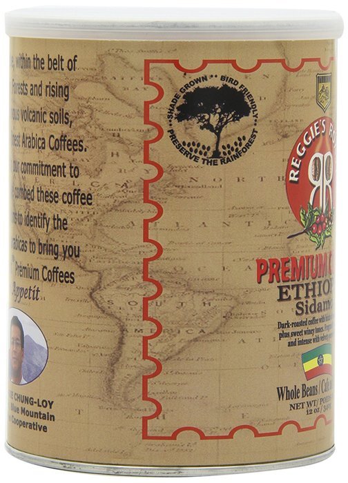 Reggie's Roast Ethiopia Sidamo Whole Bean Coffee, 12-Ounce Cans (Pack of 4) N4