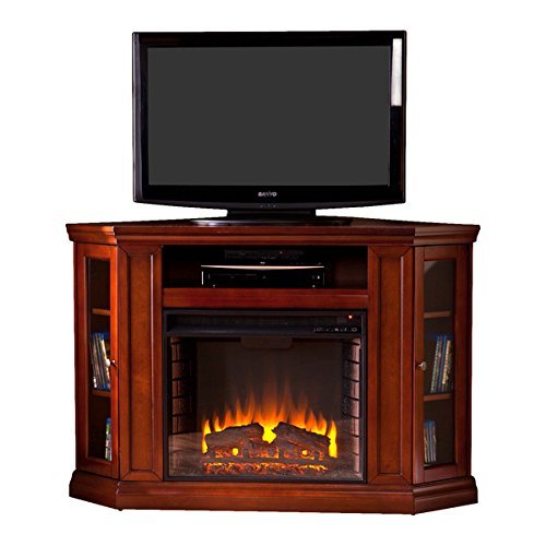 Electric Fireplace TV Stand Heater Corner Or Flat Free Standing Console Media Wooden Entertainment Center (Ivory) N8