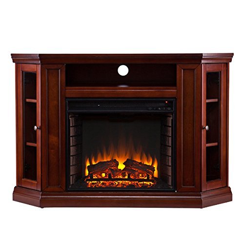 Electric Fireplace TV Stand Heater Corner Or Flat Free Standing Console Media Wooden Entertainment Center (Ivory) N9