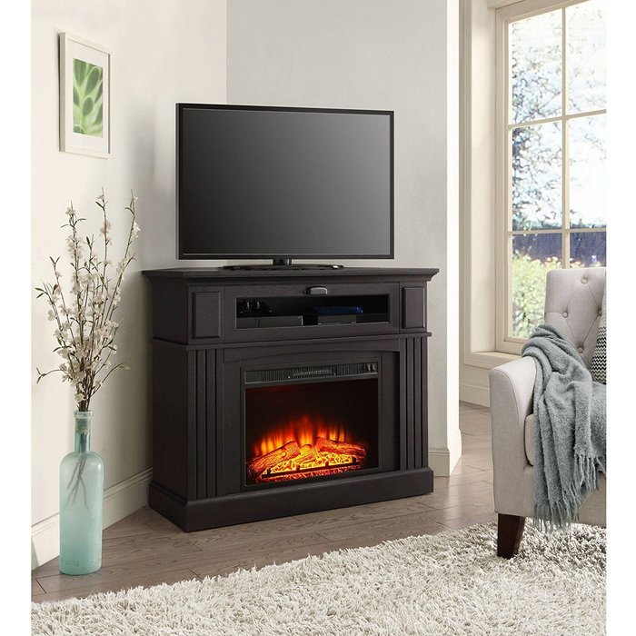 Black Whalen Sumner Corner Electric Fireplace Media Console For TV's Up To 45" And 100 LBS N4
