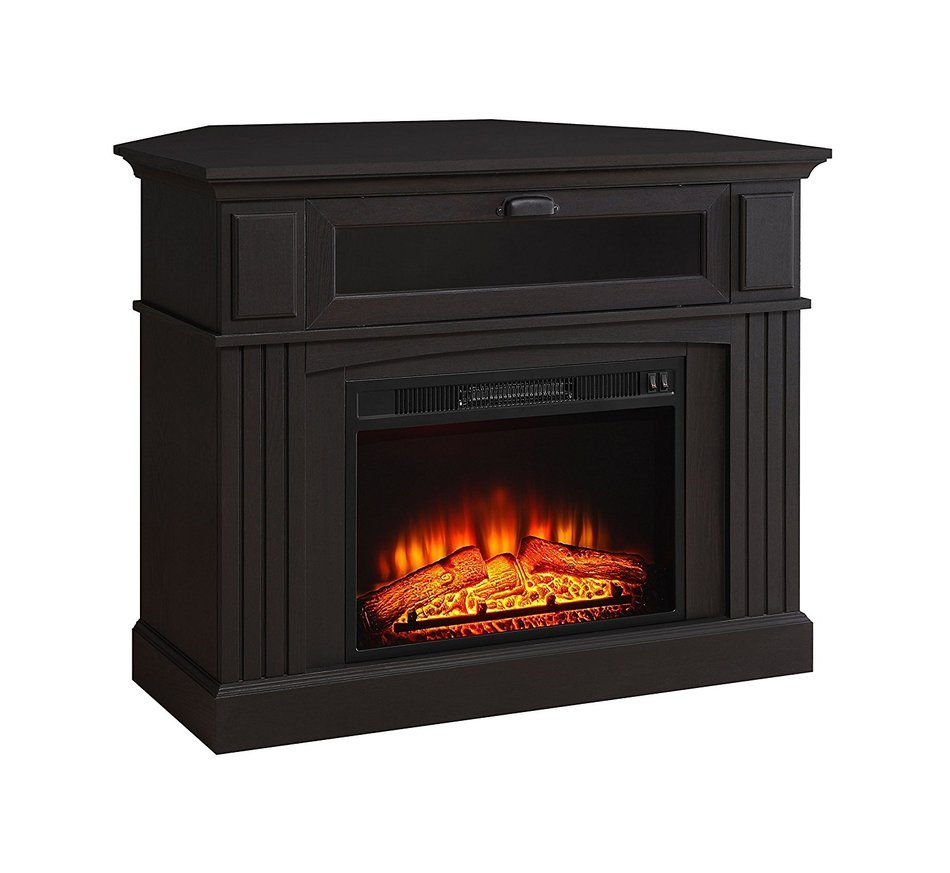 Black Whalen Sumner Corner Electric Fireplace Media Console For TV's Up To 45" And 100 LBS N5