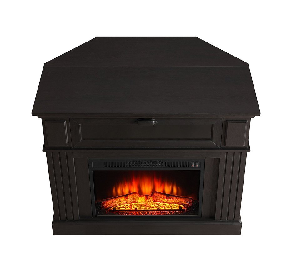 Black Whalen Sumner Corner Electric Fireplace Media Console For TV's Up To 45" And 100 LBS N6
