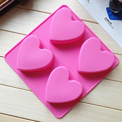 "4 Holes Heart Silicone Cake Mold Handmade Soap Mold Thermostability" shopping N2