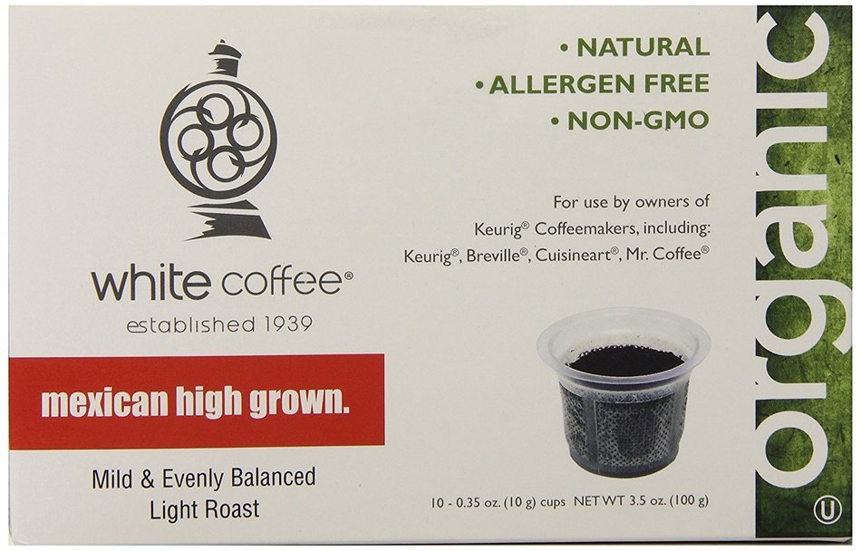 White Coffee Organic Single Serve Coffee, Mexican High Grown, 10 Count N2