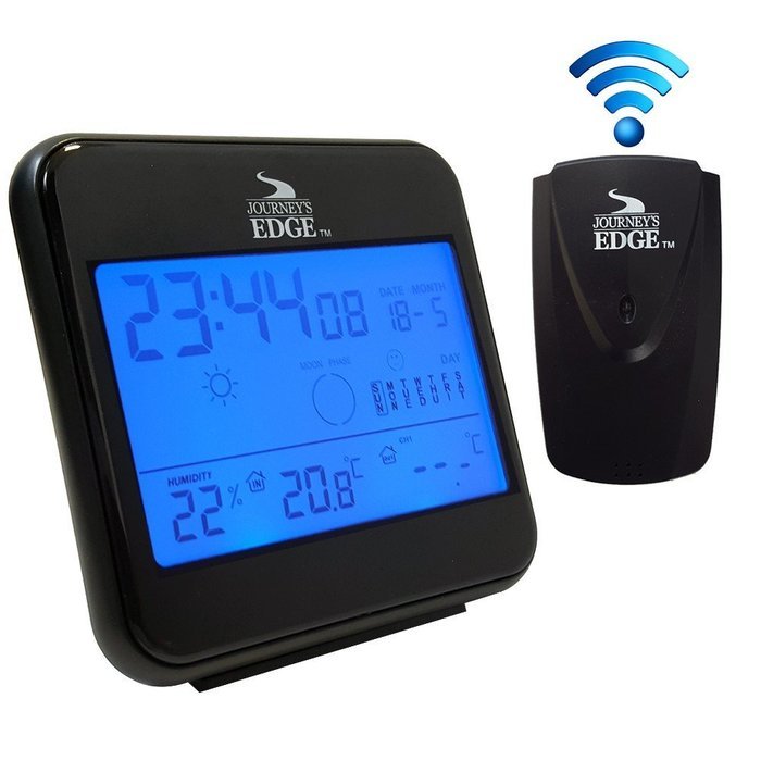 Journey's Edge Wireless Weather Station Outdoor Temperature with Built-In Alarm Clock