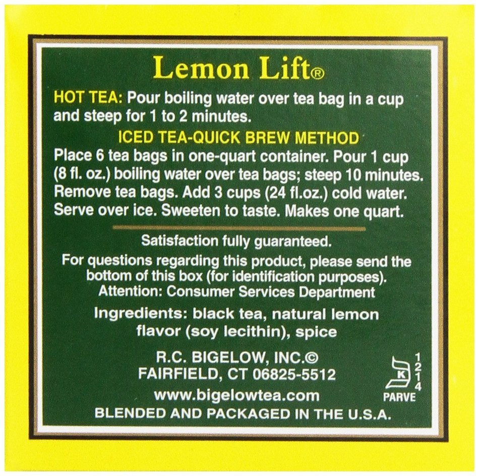 Bigelow Lemon Lift Tea Bags - 20 ct N4