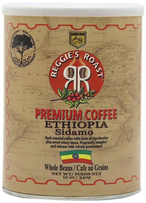 Reggie's Roast Ethiopia Sidamo Whole Bean Coffee, 12-Ounce Cans (Pack of 4) N5