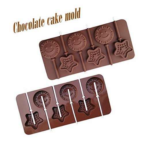 1pcs Food Grade Silicone Material, Smile & Stars Shape for Chocolate Lollipop Mold, Cake Tools, Cookie , Jelly...