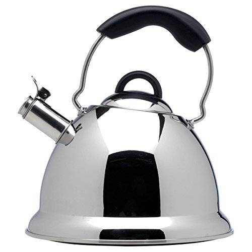 3.1-Quart Stainless Steel, Easy Handling Whistling Kettle, Black/Silver