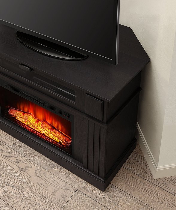 Black Whalen Sumner Corner Electric Fireplace Media Console For TV's Up To 45" And 100 LBS N7
