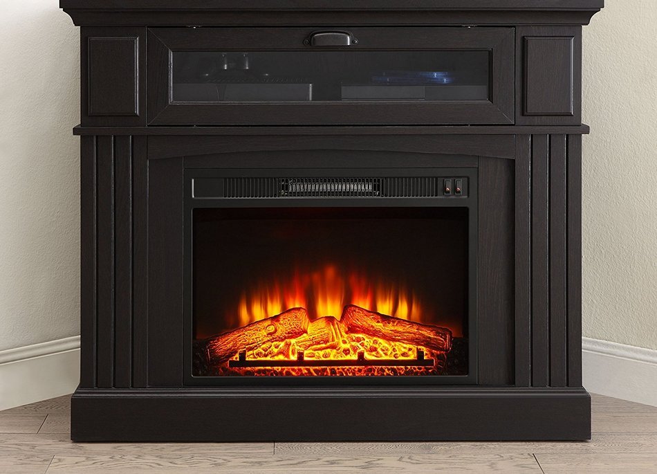 Black Whalen Sumner Corner Electric Fireplace Media Console For TV's Up To 45" And 100 LBS N8