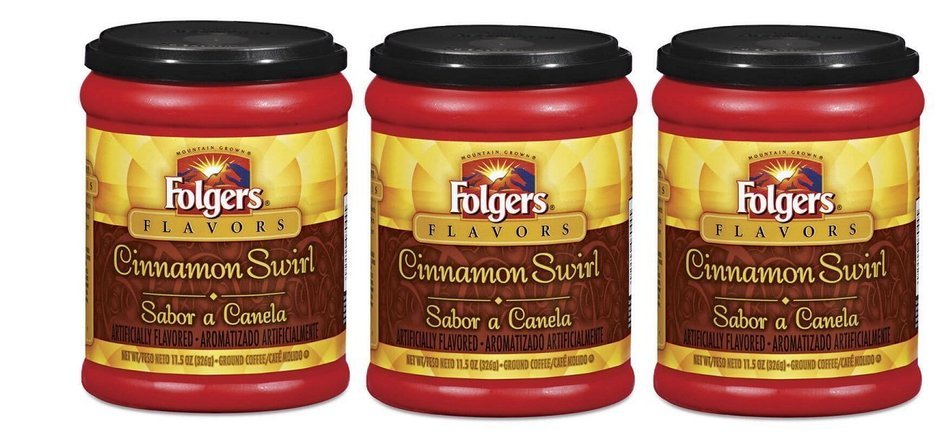 Fresh Taste of Folgers Coffee, Hazelnut Flavored Ground Coffee, Flavorful & Smooth, 11.5 Oz Canister - (2 pk) N8