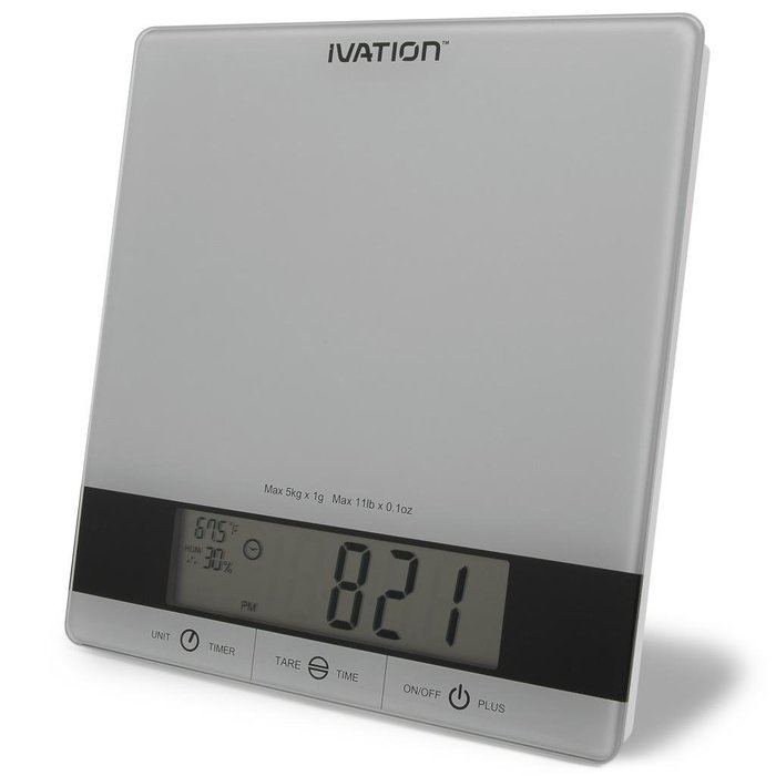 Digital Kitchen Scale w/Timer, Clock, Temperature & RH Levels &ndash; Provides Super Accurate Readings in Ounce, Fluid...