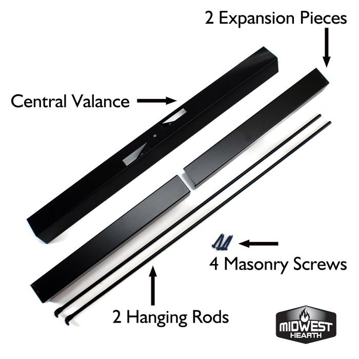 Midwest Hearth Adjustable Rod and Valance Kit for Fireplace Spark Screens