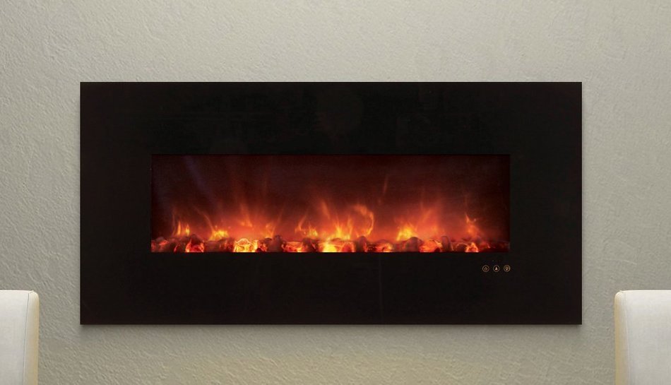 Modern Flames CLX Series Wall Mount/Built-in Electric Fireplace with Black Glass Front, 100-Inch N4
