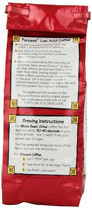 Puroast Low Acid Coffee Dark French Roast , Whole Bean, 2.5-Pound Bag