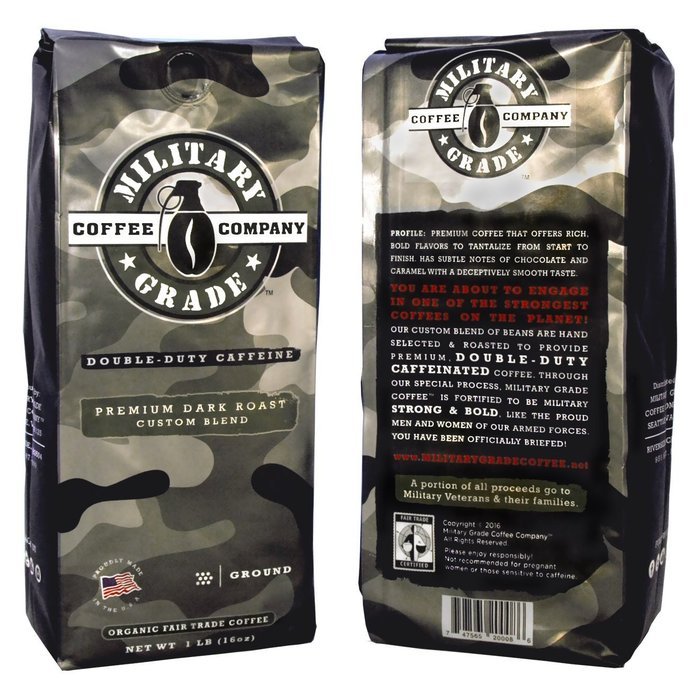 Military Grade Ground Coffee, The Strongest Coffee On The Planet, Organic Fair Trade -16 Oz. Bag N3
