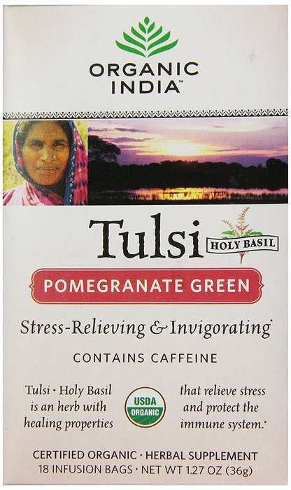Organic India Tulsi Tea, Pomegranate Green, 18 Count N3