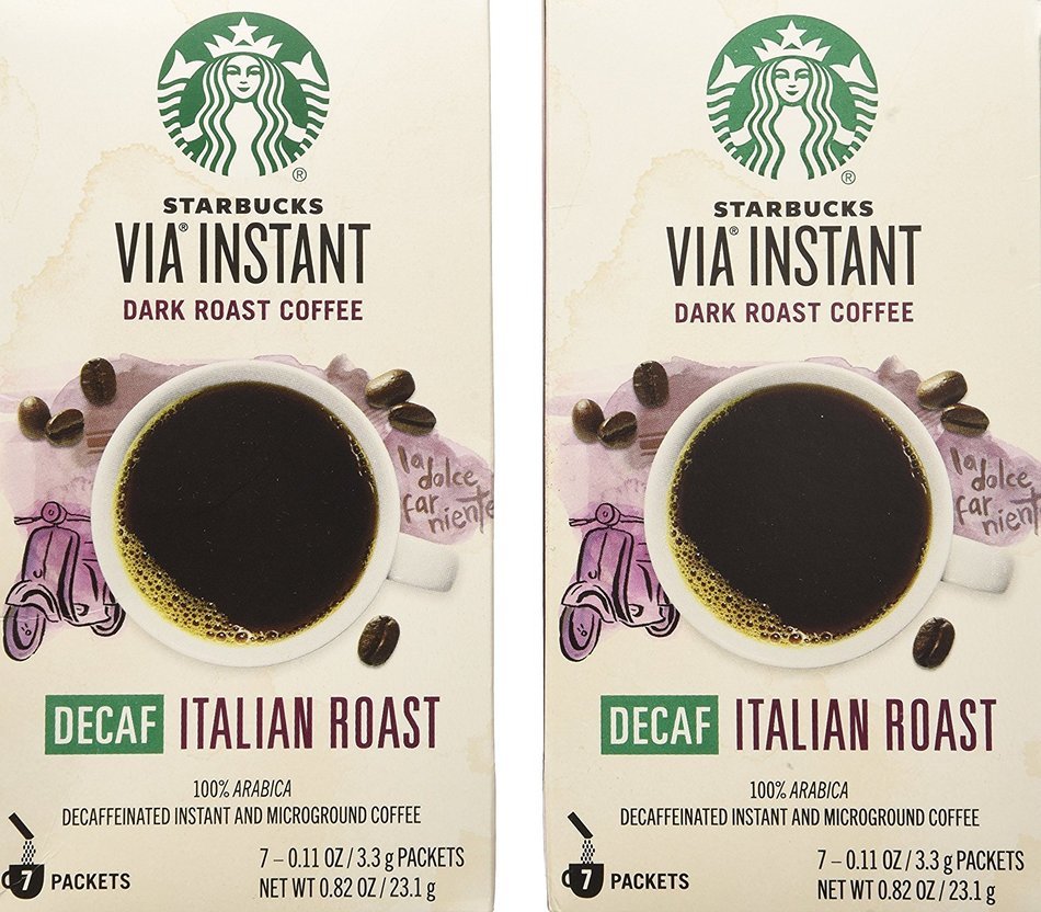 (2 Pack) Starbucks Via Ready Brew, Decaf Italian Dark Roast Instant Coffee, 7-Count each