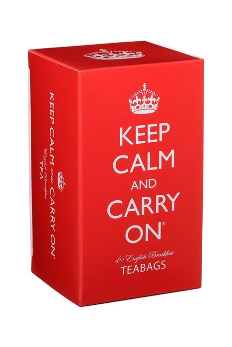 Keep Calm and Carry On Tea Carton Box, English Breakfast Tea (40 Bags, 125g, 4.4oz)