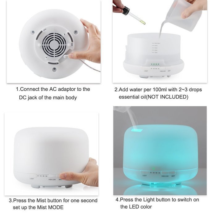 Essential Oil Diffuser, Leofan 200ml Aromatherapy Cool Mist Humidifier with Adjustable Mist Mode, 4 Timer Settings... N5